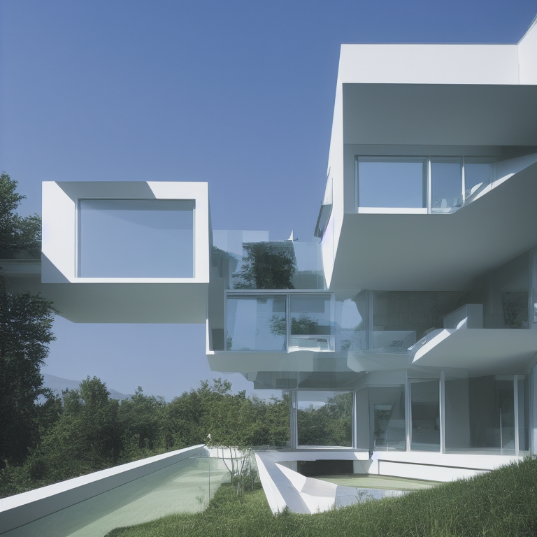 00552-2000-modern medium size two floors villaseen from the outside, big windows, daylight, photorealistic, high resolution, high quality,